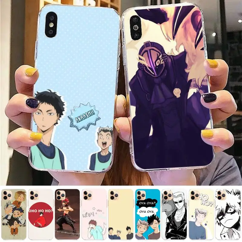 

TOPLBPCS Anime Oya Oya Oya Haikyuu Love Volleyball Phone Case for iPhone 8 7 6 6S Plus X 5S SE 2020 XR 11 12mini pro XS MAX