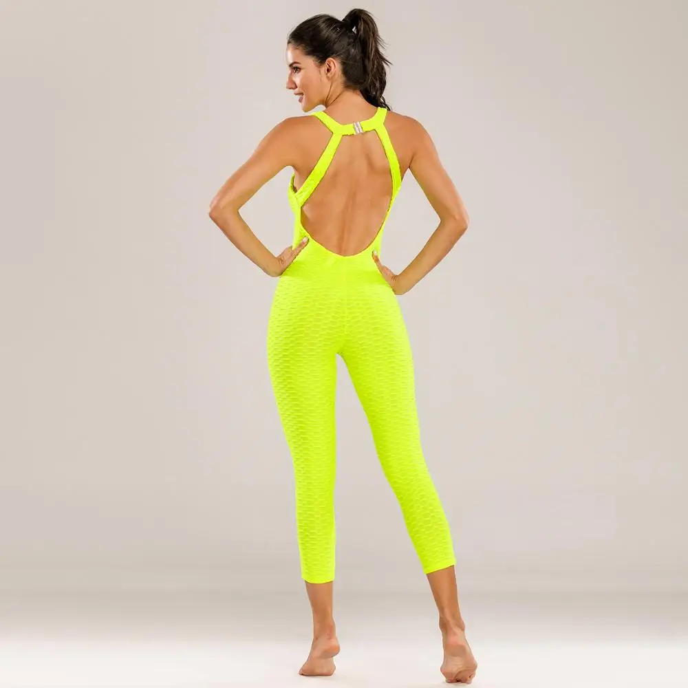 Женский комплект для йоги спортивный фитнеса комбинезон с высокой талией