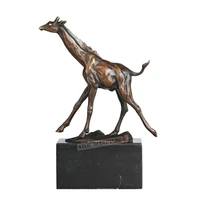bronze little giraffe statue sculpture hot cast brass wildlife animal figurine art home ornament gift