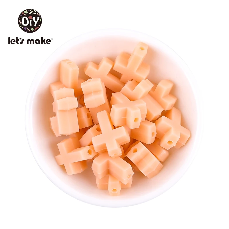 Let's Make Silicone Teether Beads Of Cross 10pcs Food Grade Teething Making DIY Dummy Clip Chains Baby Teethers | Мать и ребенок
