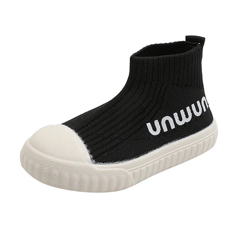 

Boys Girls Breathable Knitted Mesh Panel Shoes 2021 Autumn Children Flying Shoes New Kids Soft-soled Running Casual Shoes