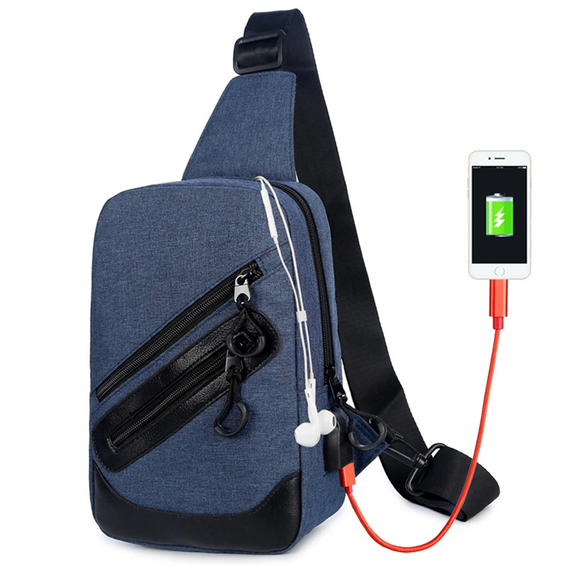 

Мужская нагрудная сумка через плечо, деловая сумка-слинг большой вместимости, мессенджер с USB-зарядкой