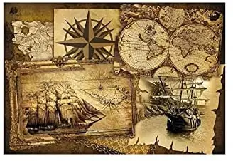 

Household Signage Old World Map and Ship Metal Signage Tinplate Signage Bar Cafe Corridor Wall Decoration Signage 8x12 Inches