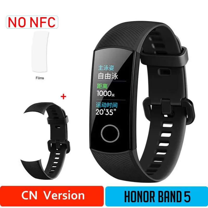 HONOR Band 5 NFC браслет умный кислород крови несколько циферблатов активности пульсометр фитнес трекер сна шагомер глобальная версия - Цвет: CNblack5moB
