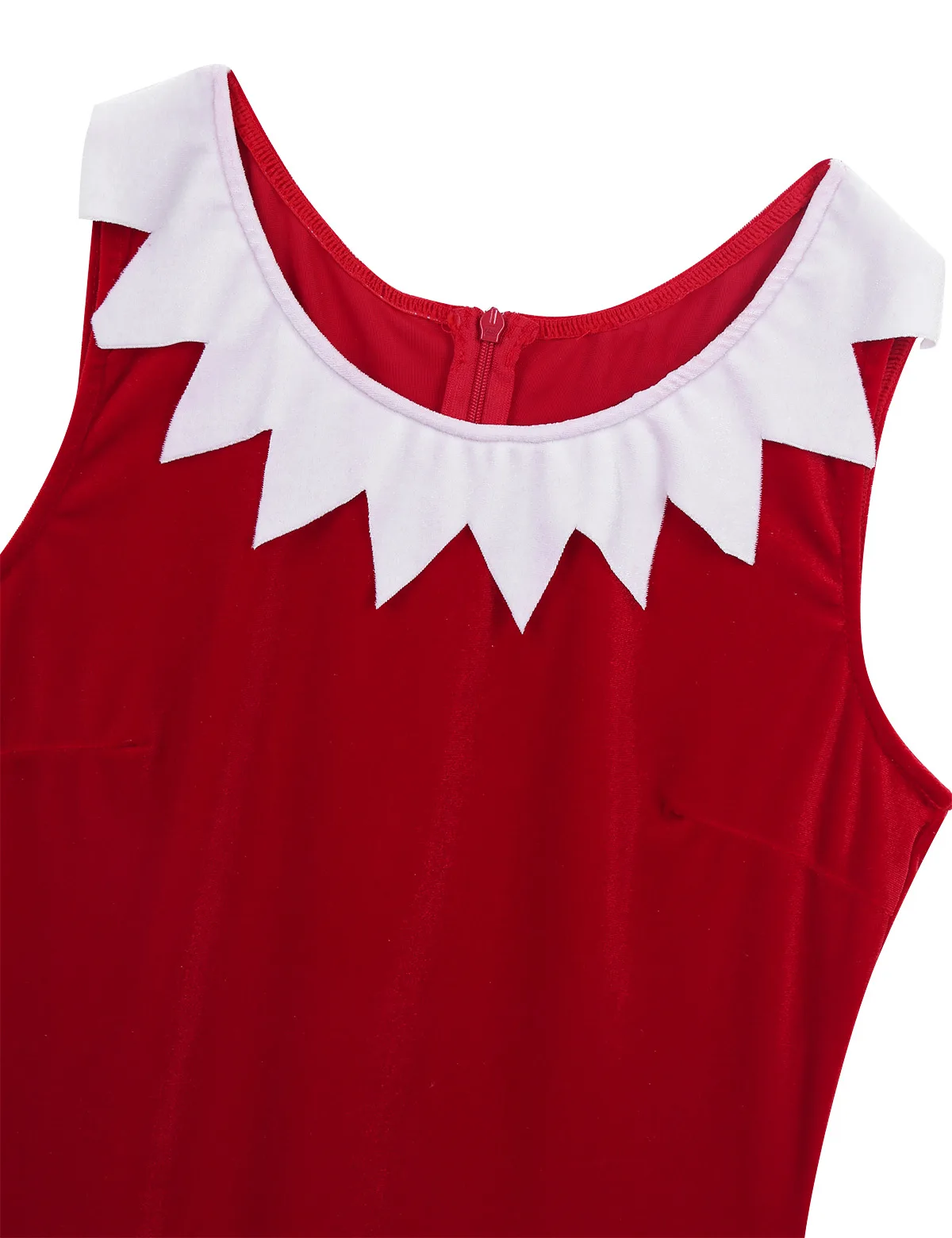 Women Mrs Santa Costume Christmas Fancy Dress Office Party Outfit Round Neck Sleeveless Jingle Bell Mini with Hat and Belt | Тематическая