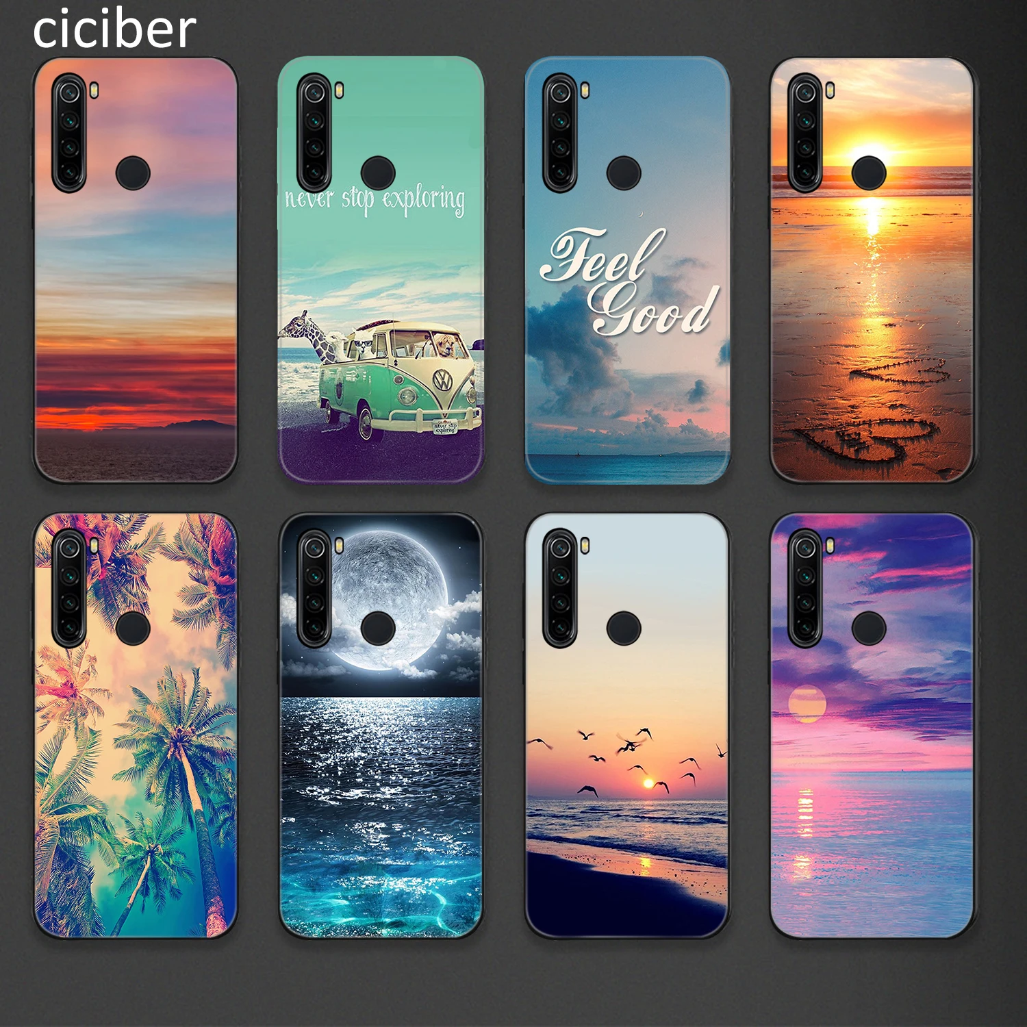 

Beach Phone Case for Xiaomi Redmi Note 10 9 8 7 8T Pro Mi Note 11 10 9 9T 10T Pro Lite Poco X3 F3 M3 Soft Silicone Black Fundas