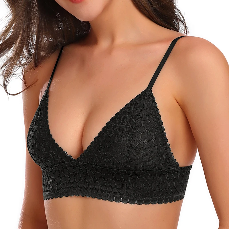 Кружевной бюстгальтер без косточек женский Triangel нижнее белье с цветочным