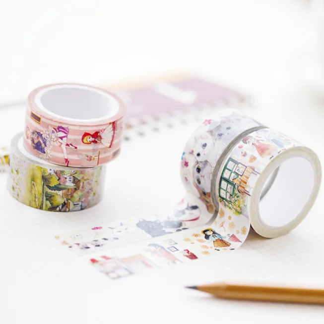 1 шт. Новинка 2 см* 7 м принцесса Алиса скотч с принтом "Кошка" DIY декоративные Скрапбукинг Стикеры планировщик Маскировочная этикетка школьные принадлежности