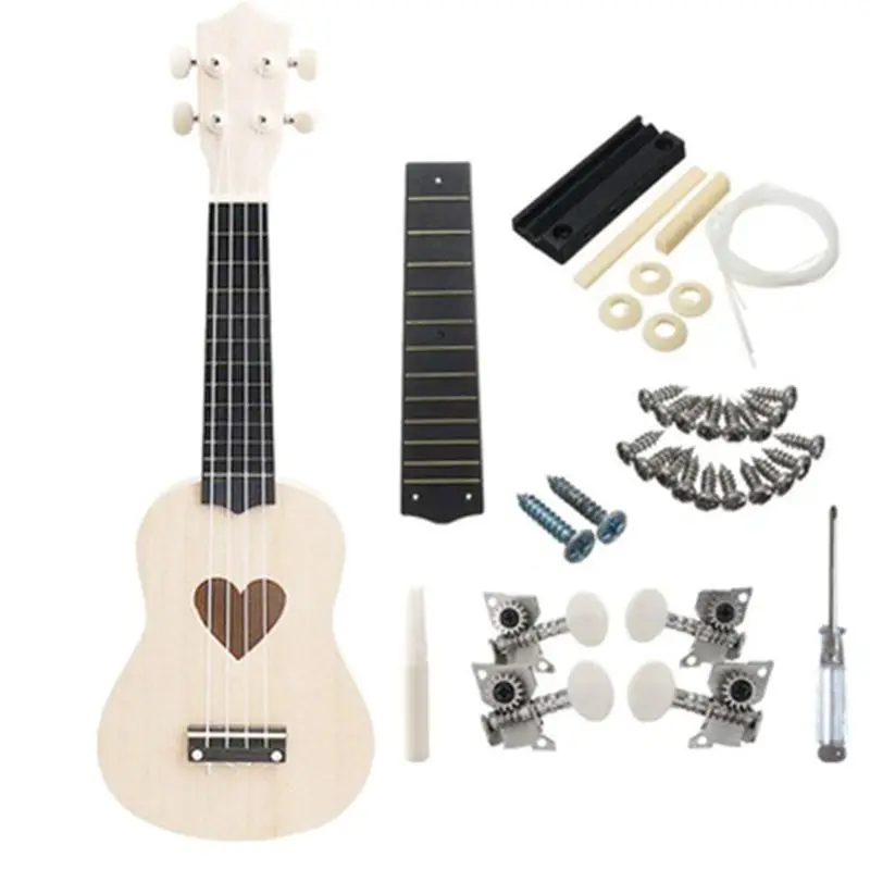New 1 Set Men Women DIY Ukulele Make Your Own Ukulele Hawaii Ukulele Kit Musical Instrument 4 Styles
