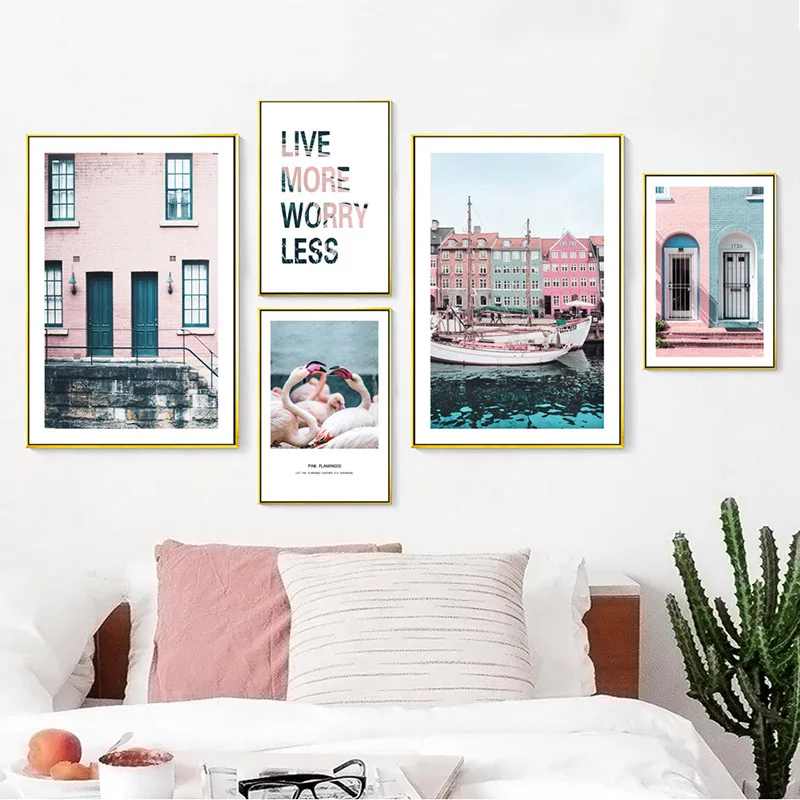 Плакат в скандинавском стиле Nordic Архитектура дом стены граффити Печать на холсте