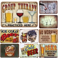 group therapy practiced here beer metal sign vintage tin plate painting wall decoration for bar pub cafe gym home