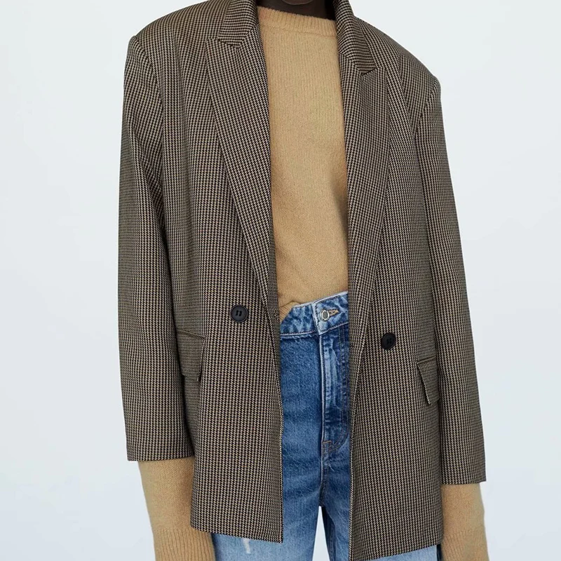 

2020 de moda de las mujeres de Color , ropa Casual de oficina traje chaqueta abrigos de doble botonadura de manga l
