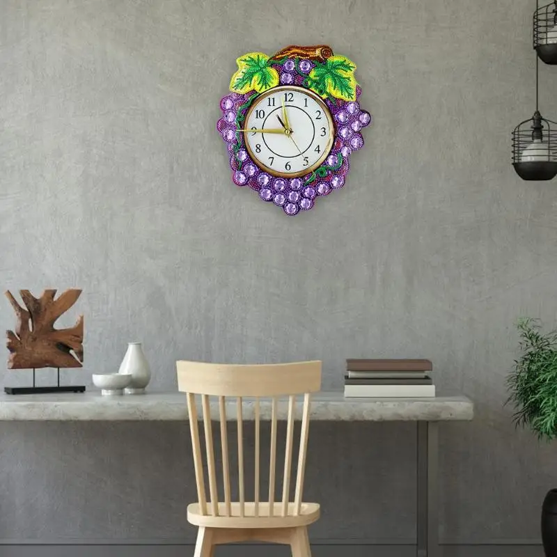 Алмазная картина часы DIY полная дрель виноград ПВХ шеврон специальная форма