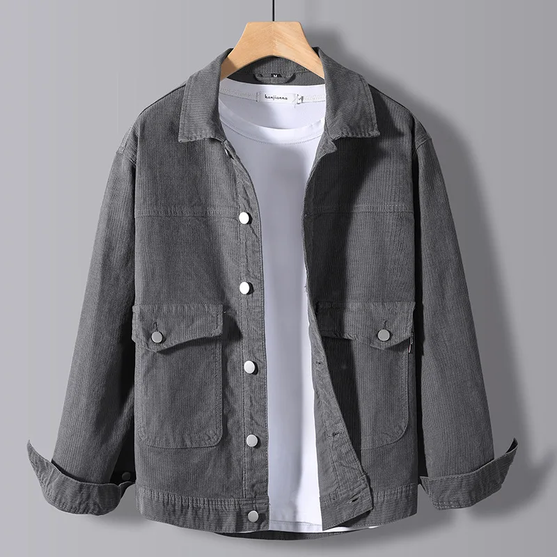 

Corduroy jacket men's coat 2021 spring and Autumn New Korean fashion casual regular sleeve side seam pocket
