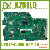 x751ld test original notebook motherboard for asus x751ld x751la x751lab x751l x751 laptop i7 4500u 4gbram 100 test runs well