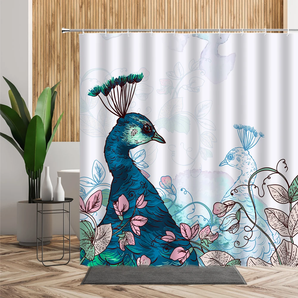 Занавеска для душа с изображением павлина Феникс летающий журавль благоприятные