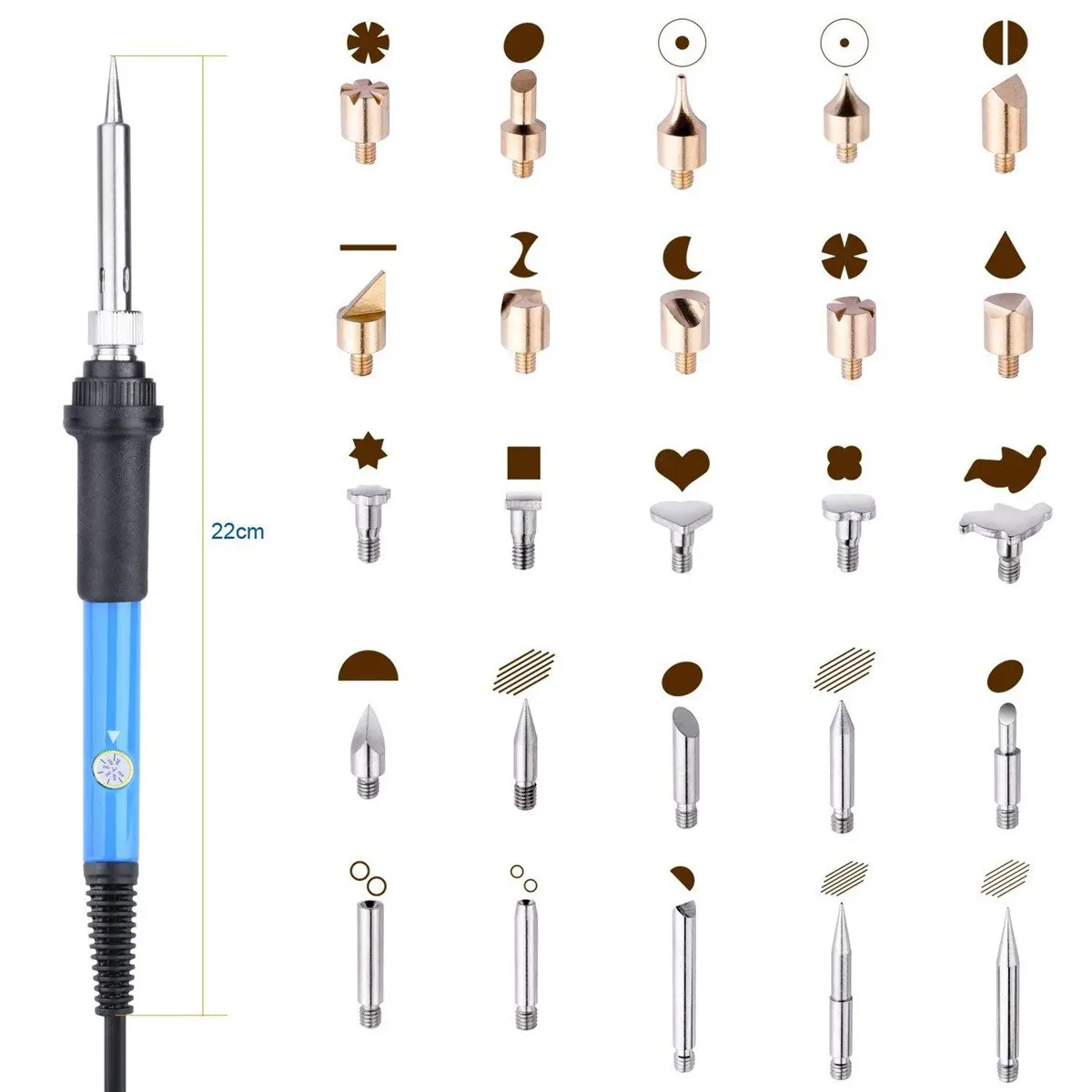 

28Pcs 110-220V 60W Electric Soldering Iron Tips Set Wood Burning Pen Tool Adjustable Temperature UK/EU/US
