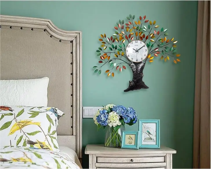 Металлические настенные часы в форме дерева Lukcy украшение для рукоделия 3D стерео