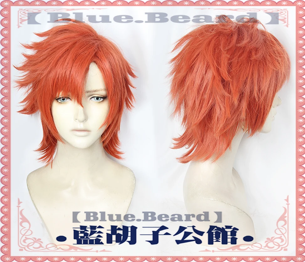 

Парик для косплея сейльсе гаутье из трех домов, термостойкие синтетические волосы с эмблемой огня, короткие, оранжево-красные, с шапочкой