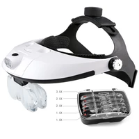 hands free head headband helmet magnifier glasses loupe head magnifier with led light and 5 lenes