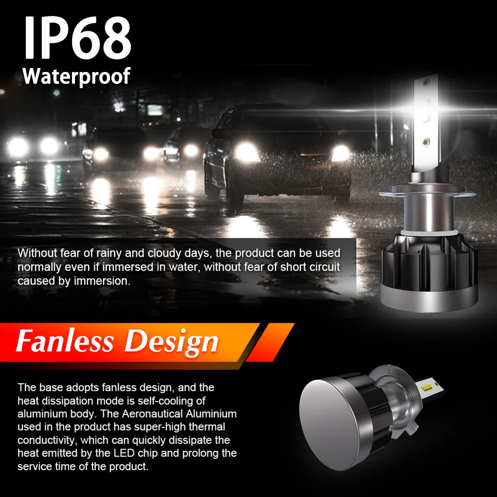 

2Pcs Car Headlight Bulbs Kit H7 6000K 40W 4000LM 12V White Bulb Car Head Lamp Led Fog Light