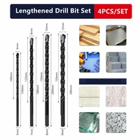 6 12mm 200mm lengthened drill bit triangle diamond drill set ceramic tile concrete brick wood punching hole saw metal drill