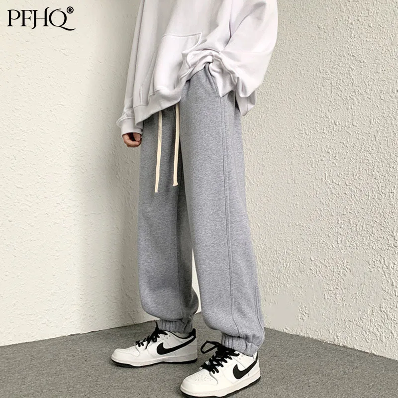 

PFHQ 2021 New Fashion Winter Trousers Zipper And Velvet Tie Feet Male Ins Korean Style Trendy Loose Sports Casual Pants 21A291