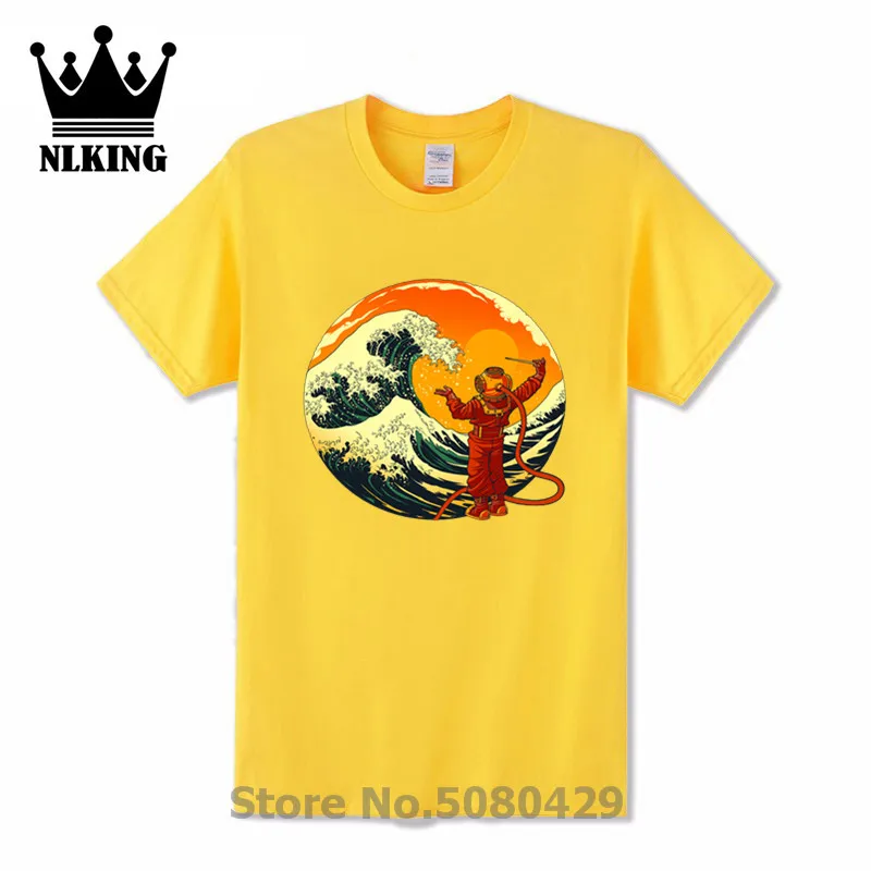 Футболка с морскими волнами Мужская хипстерская футболка Новые короткие