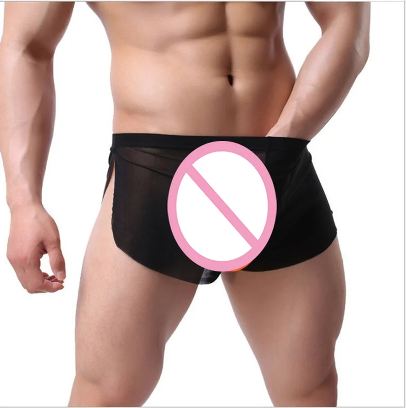 

Sexy Mens Underwear Boxer Shorts Mesh Arrow Pants Low-rise Ultra-thin Transparent Sexy Home Pajama Boxers Gay Homme Underpants