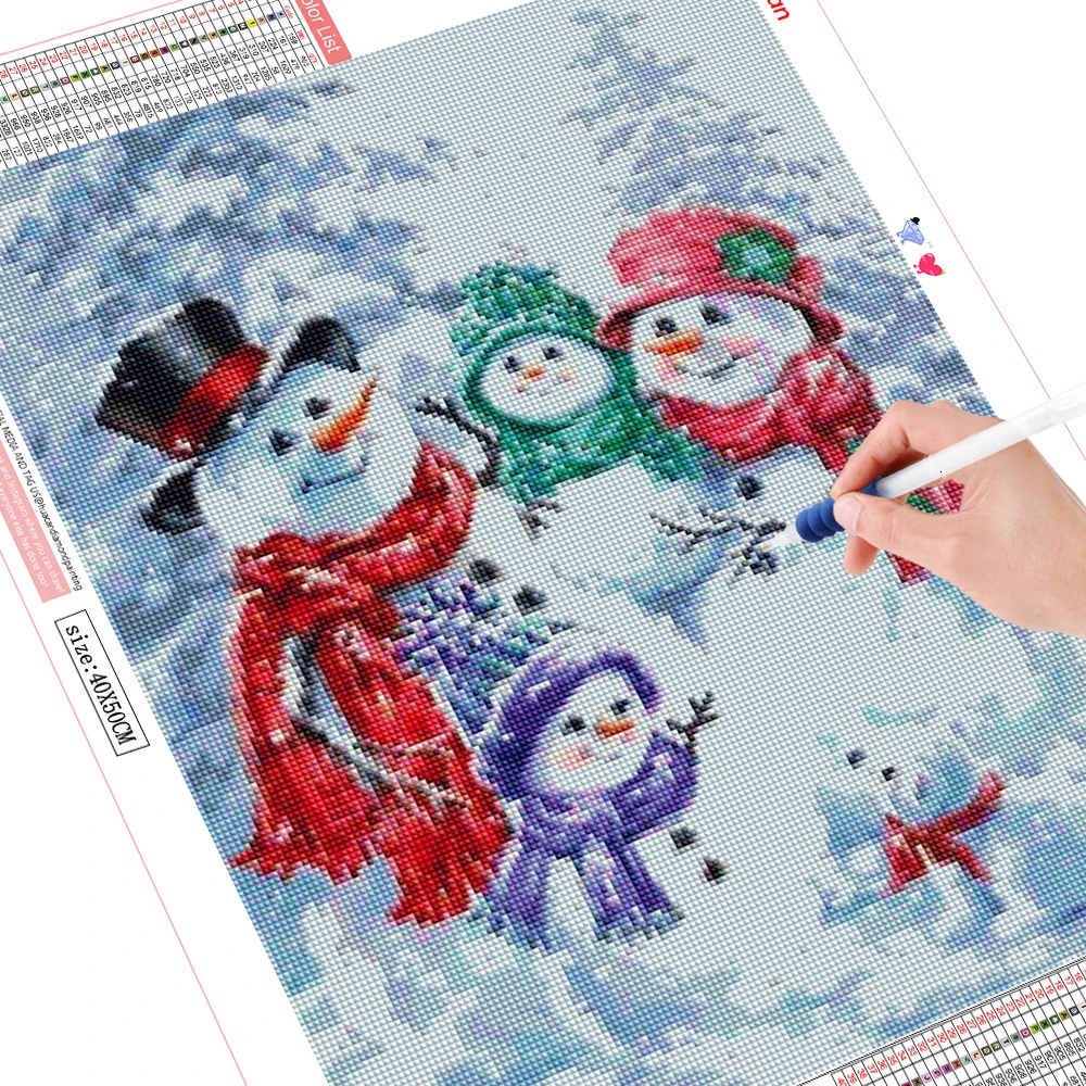HUACAN Алмазная мозаика Снеговик Сделай Сам Алмазная картина полная квадратная дрель Мультфильм рождественские открытки картинка с Санта-Клаусом Стразы