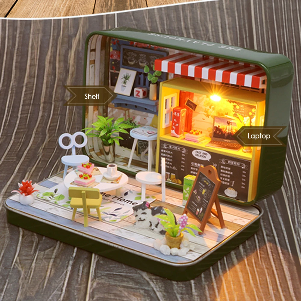 Миниатюрный Кукольный домик DIY деревянный кукольный с мебелью детские игрушки
