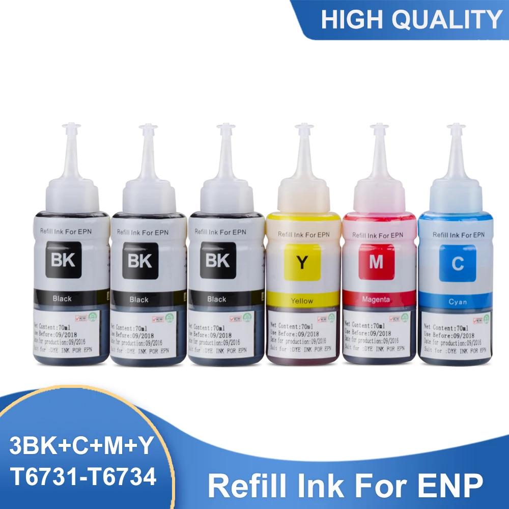 

T673 6PCS Ink Refill Kit compatible EPSON L800 L805 L810 L850 L1800 L351 L350 L551 printer ink T6731 T6732 T6733 T6734 4Color