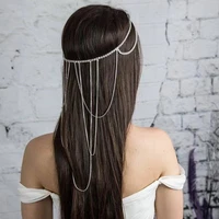 womens exquisite and elegant long tassel rhinestone bridal hair chain wedding headdress crystal forehead chain accessories