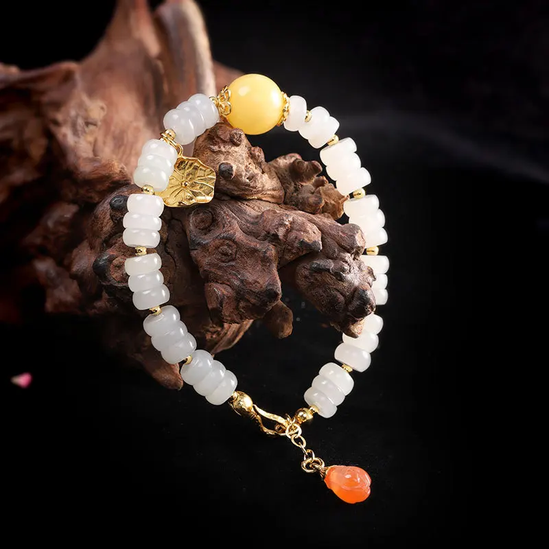 

S925 Sterling Silver Handmade Fashion Women's Hetian White Jade Bracelet