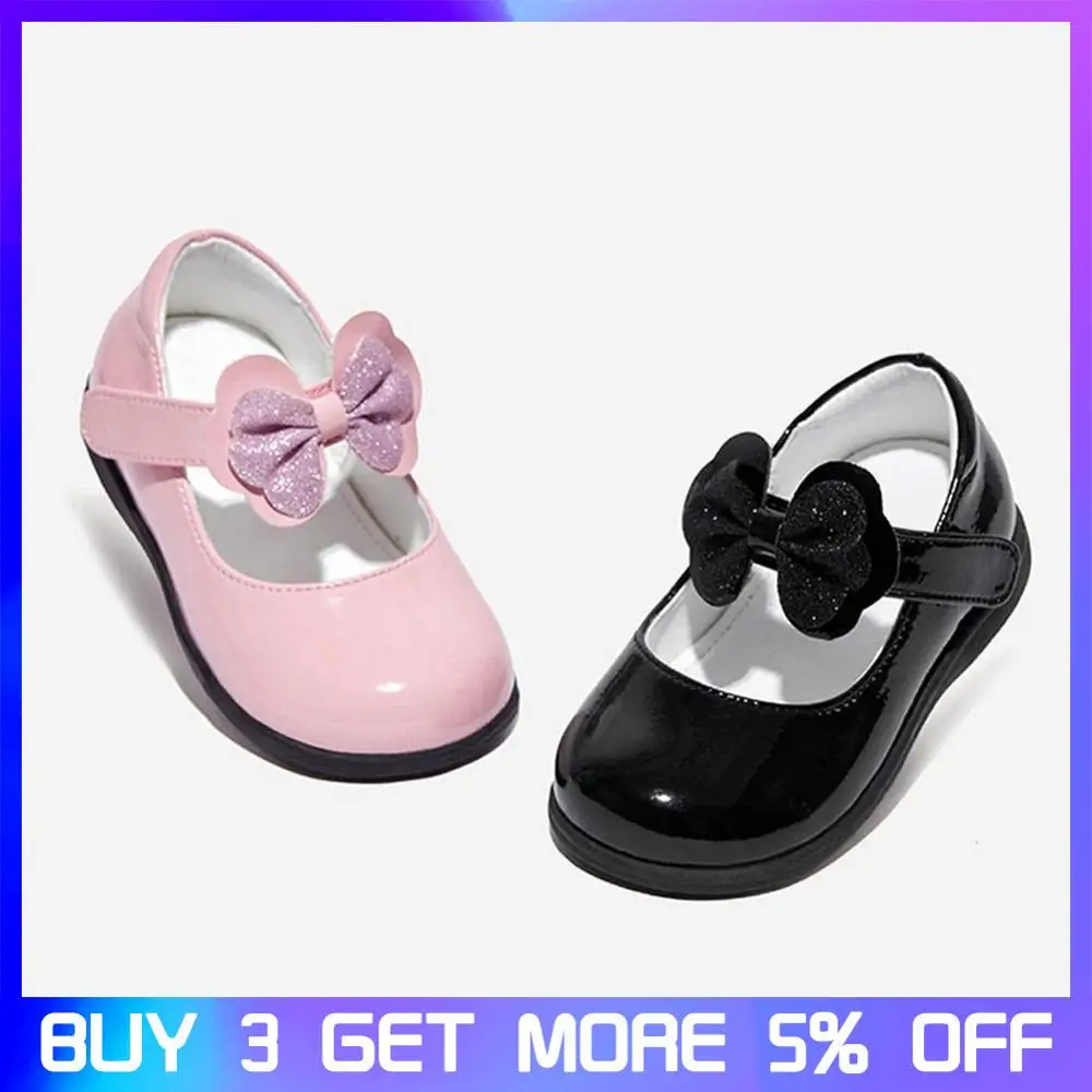 Кожаная обувь для девочек платье принцессы школьный модный бант мягкая подошва