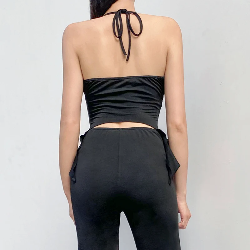 Женская футболка с открытой спиной Weekeep укороченный топ завязками на завязках и