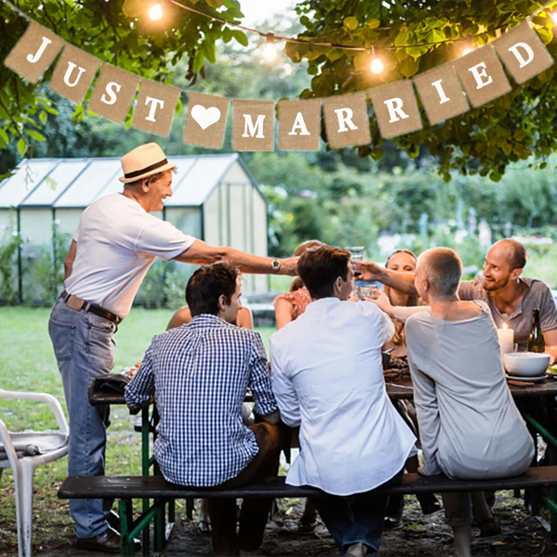 3 5 метров джутовая Мешковина овсянка деревенский только что женатый мистер Mrs