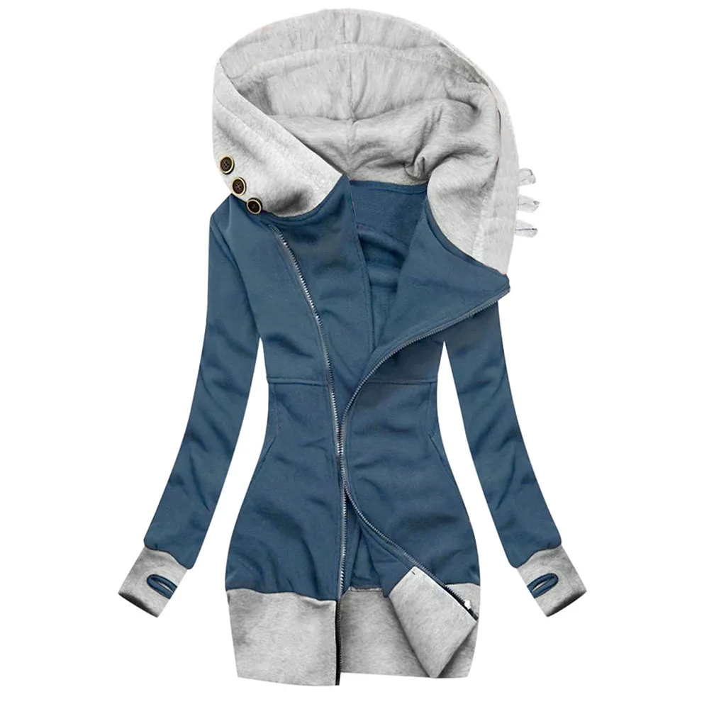 

Fashion Coat Women Warm Jacket Patchwork Casual Jacket Winter Vintage Slim Fit Ladies Pockets Zipper Female Coat Streetwear