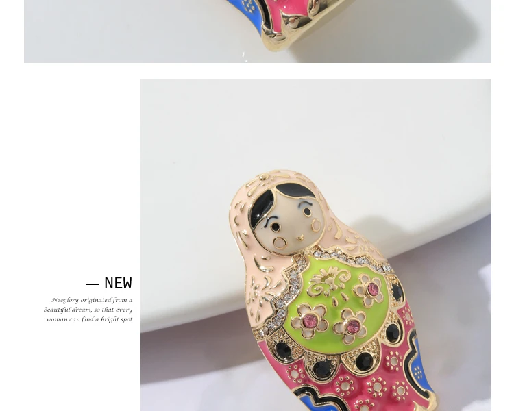 Neoglory яркие сладкие русские Matryoshka броши "Кукла" для женщин милые многоцветные клизмы ювелирные изделия на подарок-сувенир для туриста