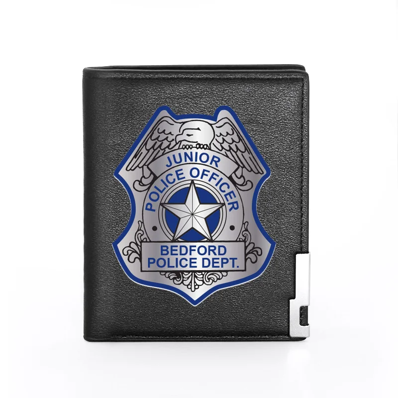

2021 New Police Badge Fashion Pu Leather Men Women Short Wallet ID Credit Card Holder Purse