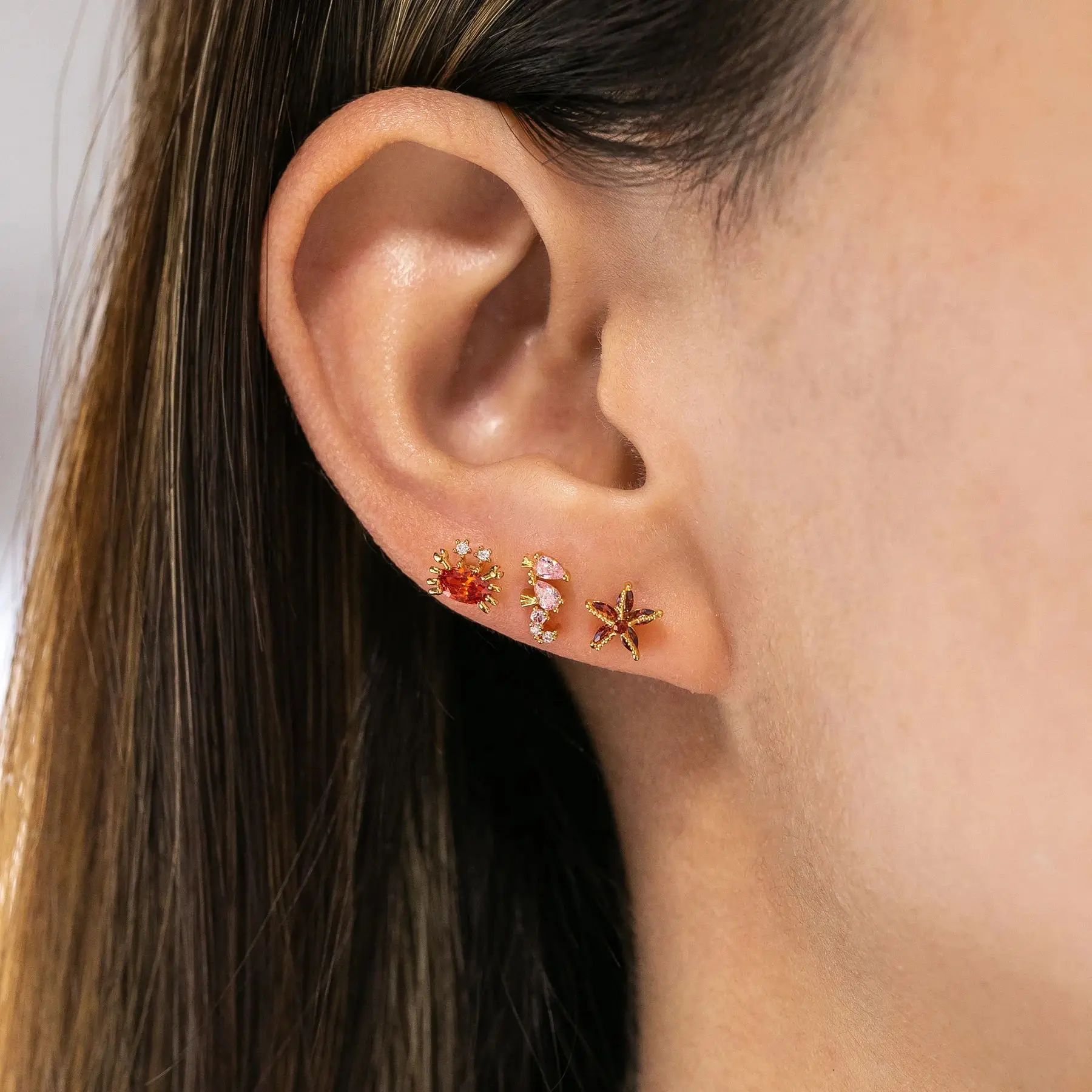 

Drop ship real 925 sterling silver stud earring with multi rainbow cz flower star Delicate Dainty crystal earrings for girl