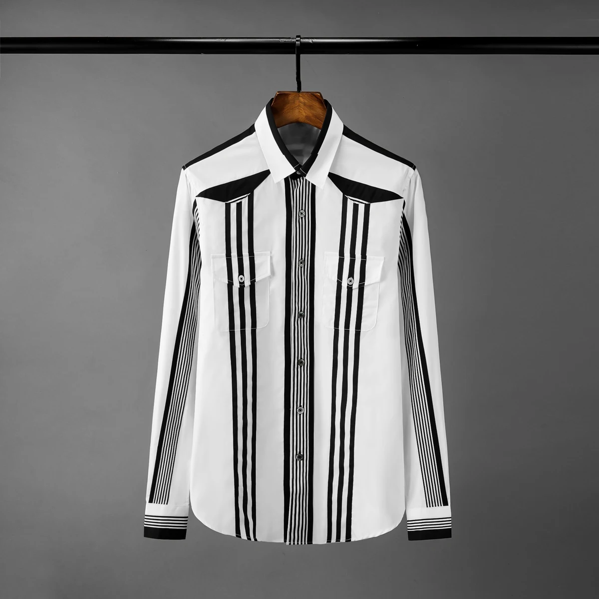 Новинка мужские рубашки из хлопка роскошные полосатые повседневные с длинным