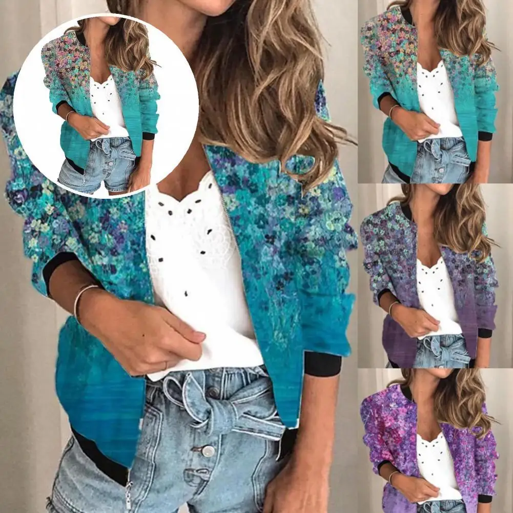 

Long Sleeve Charming Long Sleeve Zipper Closure Casual Jacket for Work