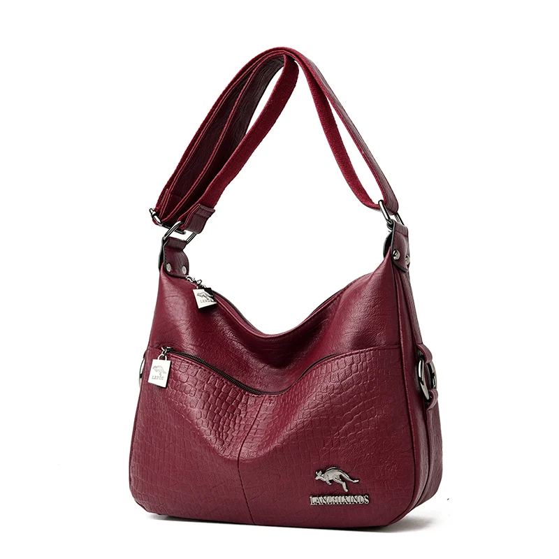 Классические сумки на плечо женские из мягкой искусственной кожи брендовая