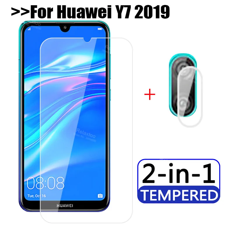 2 в 1 Защитное стекло для объектива камеры huawei y7 pro 2019 hauweii safty flim y 7pro 7 Закаленное