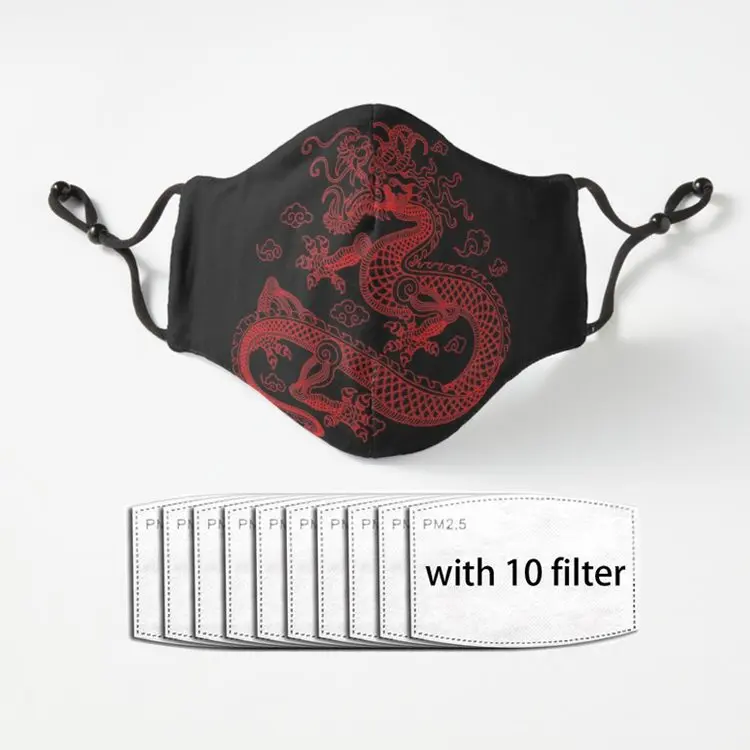 

Уличная моющаяся дышащая многоразовая маска для лица Red Dragon унисекс маска для лица с фильтром и дизайном для женщин Стразы