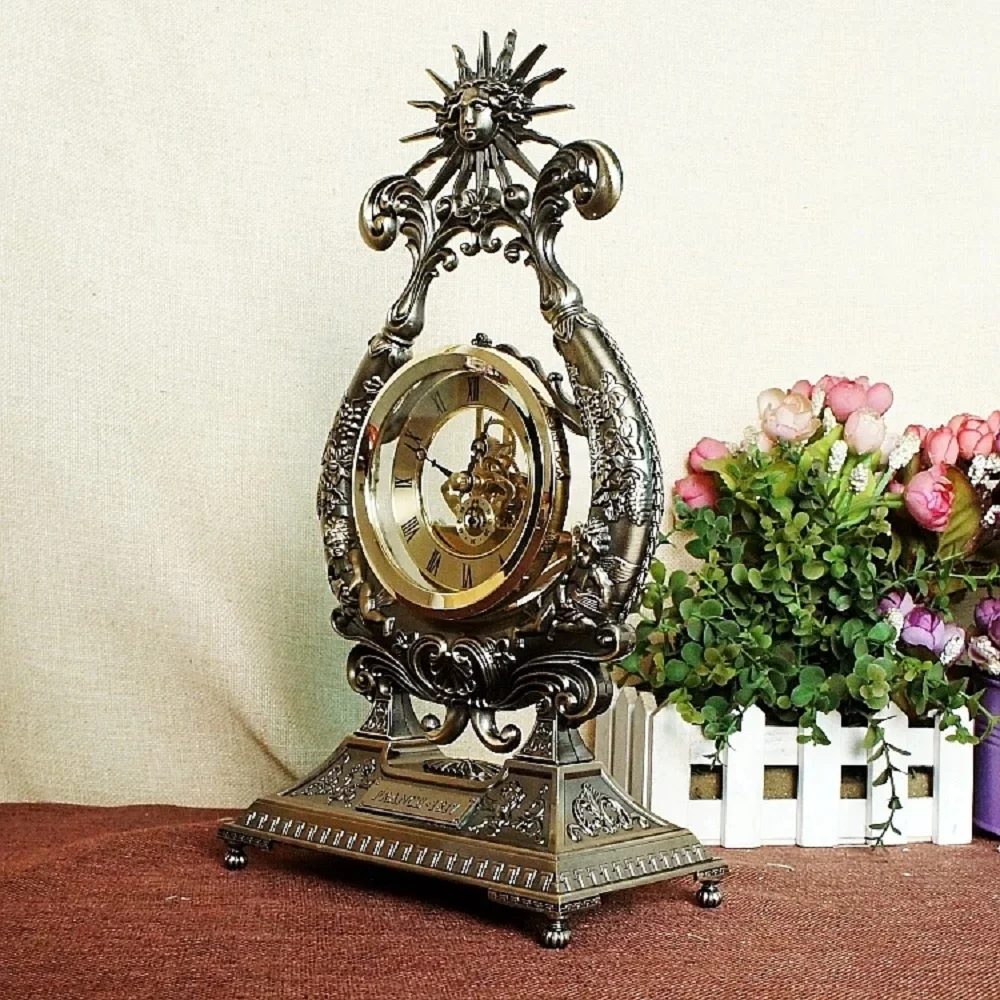 

Desk Alarm Clock Vintage Clock Classical Royalty Sitting Room TV Cabinet Desk Imperial Furnishing Creative Sit Pendulum Clock