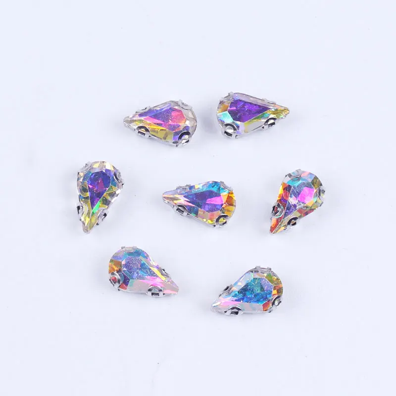 Наконечник для рукоделия пришивные стразы стеклянные каплевидные Кристаллы с