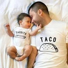 Забавные папы и ребенка футболки Taco Семейные комплекты футболка для малышей, боди, детская одежда для сна, футболки, семейная одежда для папы и сына семейная одежда