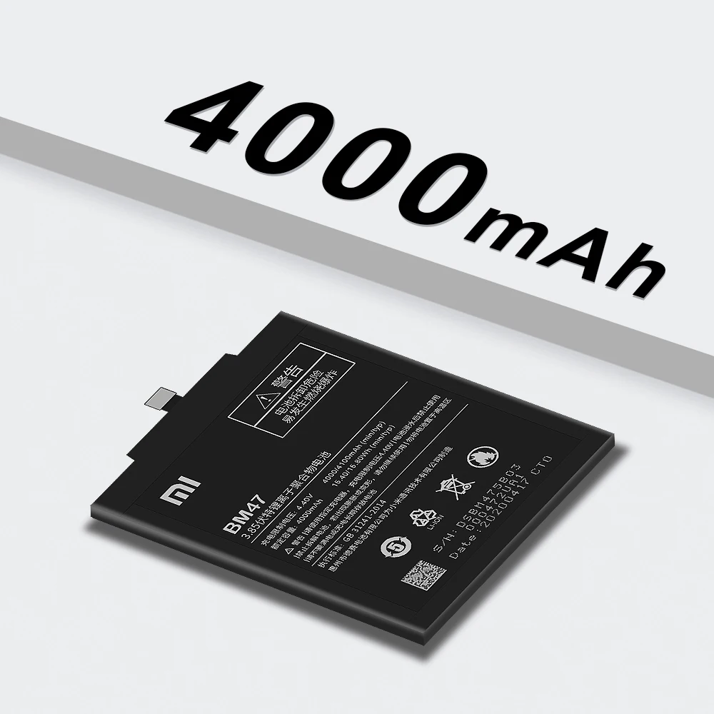 Оригинальный аккумулятор Xiaomi BM47 для Redmi 3 / 3S Pro /4X оригинальный телефона 4000 мАч с